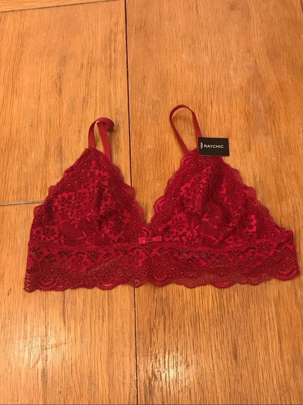 chic Deep Red Floral Lace Bralette